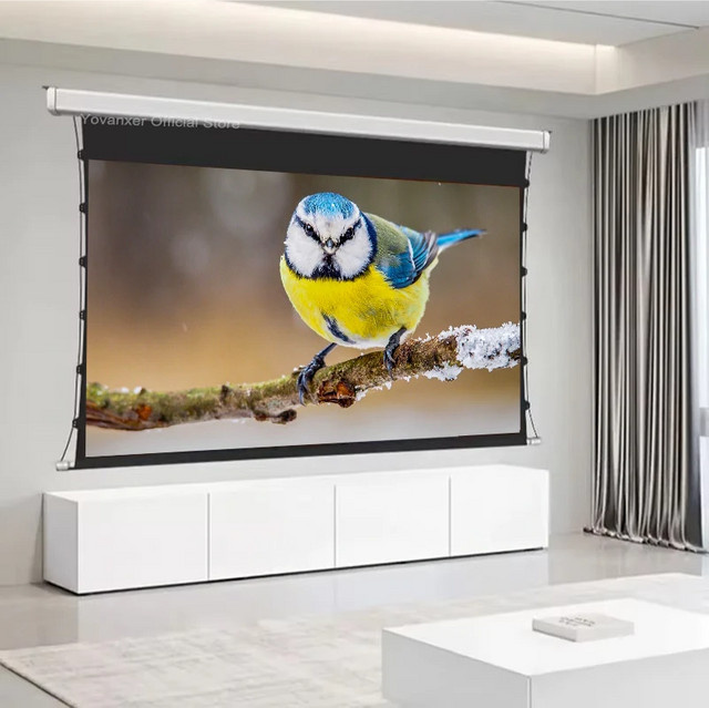 Yovanxer Motorisierte Tab-Tension-Projektionsleinwand ALR Black Diamond für 4K UHD und 3D Projektoren - Bild 1