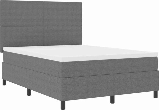 vidaXL LED Boxspringbett aus Cordstoff in Hellgrau und Weiß mit Taschenfederkern, B/T: 140 x 190 cm - Bild 1