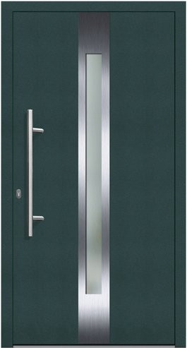 KNOCK Flügelüberdeckende Kunststoff-Haustür Terra in Moosgrün mit Glaseinsatz und Aluminium-Elementen - Bild 1