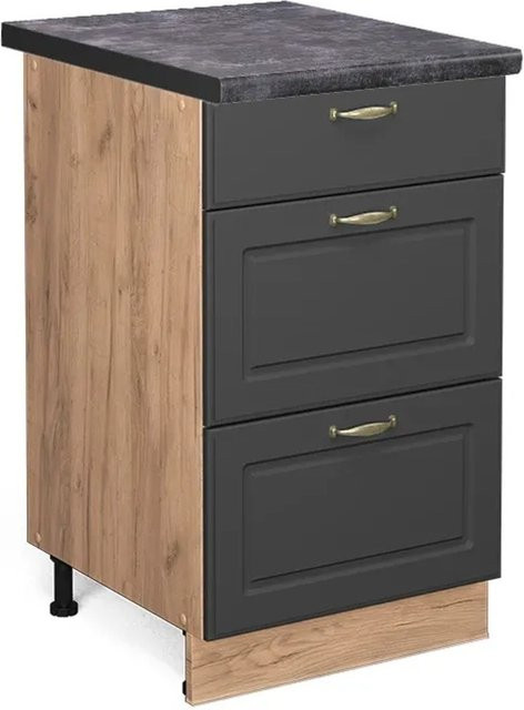 Vicco Küchenunterschrank Fame-Line Anthrazit-Gold Eiche, B: 50 cm, T: 60 cm, H: 82 cm - Bild 1