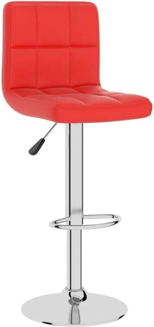 vidaXL Barhocker Rot aus Kunstleder mit verchromtem Stahl und 360-Grad-Drehfunktion, Höhe: 111 cm, Sitzhöhe: 47 cm, Breite: 40 cm - Bild 1