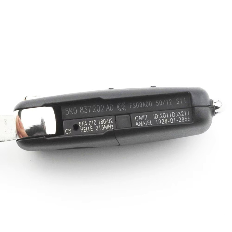 jingyuqin Fernbedienung Klappschlüssel 434 MHz ID48 Chip für VW Volkswagen Golf Passat Tiguan Polo Jetta Beetle und Skoda Seat in Schwarz - Bild 3
