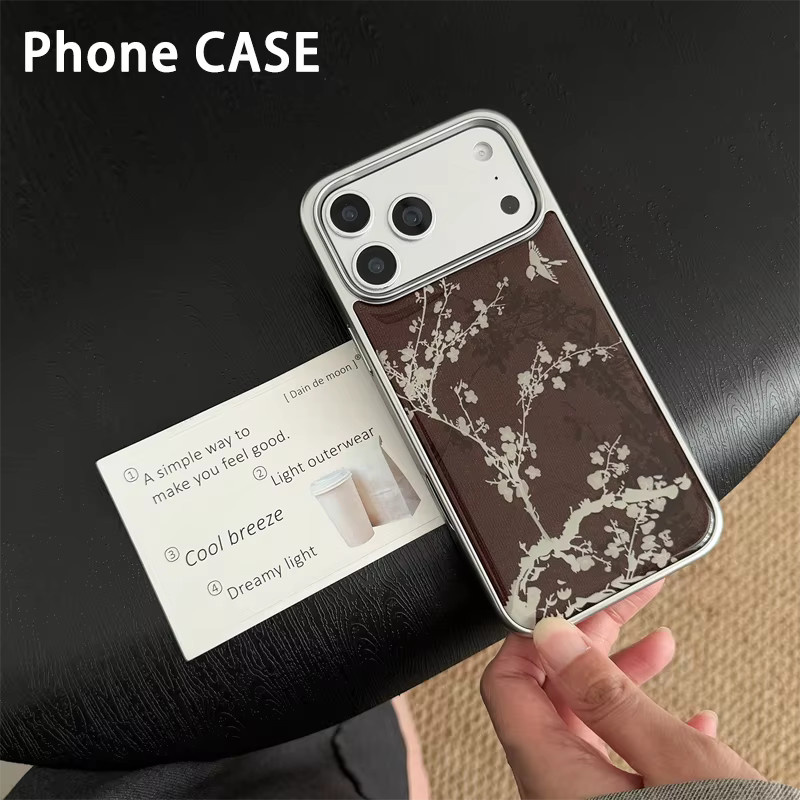 DecoPhone Handyhülle im koreanischen INS-Stil mit Retro-Blumenmuster und Schleife in Braun und Silber für iPhone XR bis iPhone 17 Pro Max - Bild 2