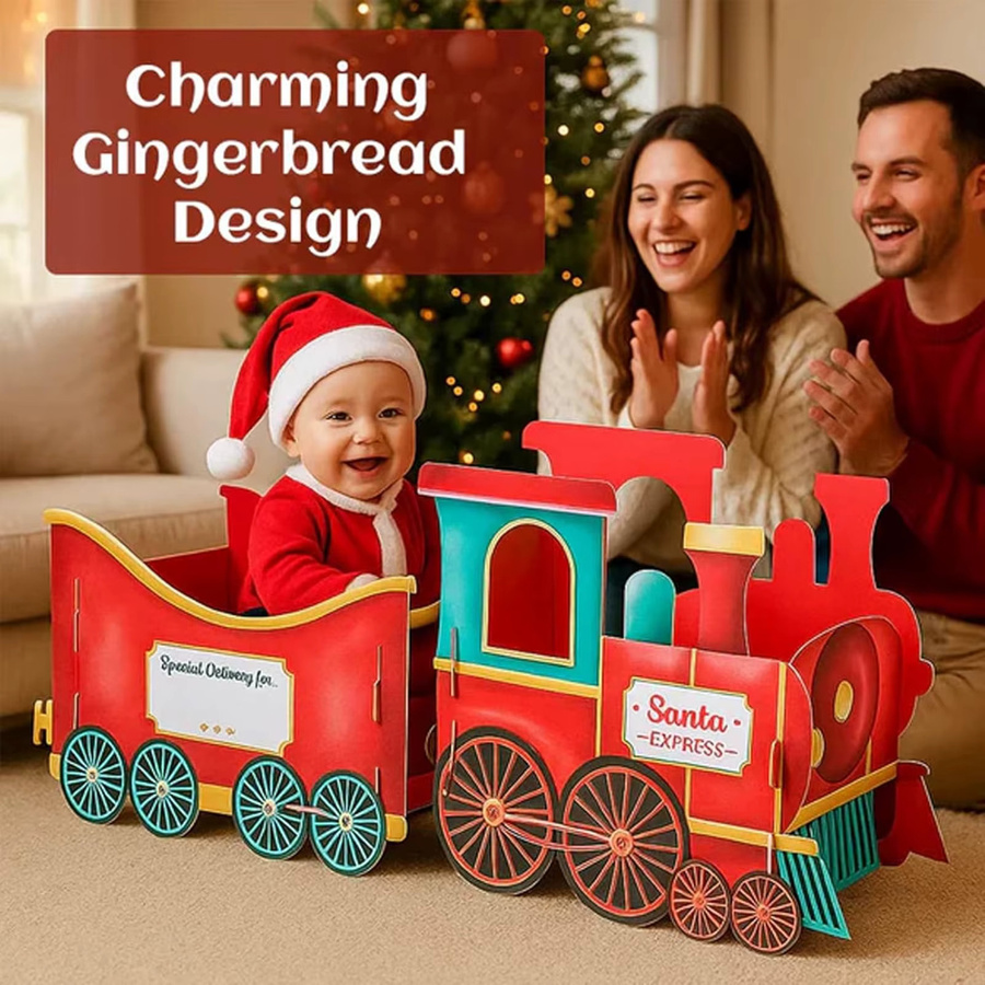 APWIKOGER Weihnachtszug Dekoration in Rot als festliche Geschenkbox für Süßigkeiten und Weihnachtsgeschenke - Bild 3