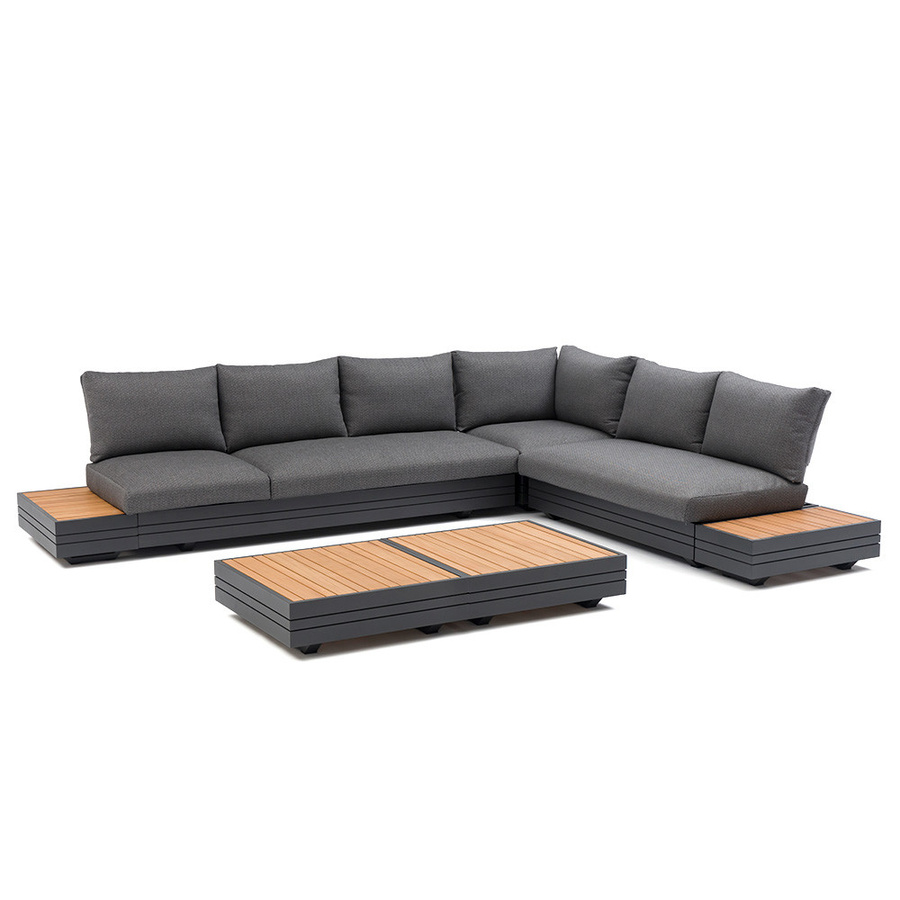 Zebra Cubo Neo 7-teiliges Loungeset aus Aluminium in Graphit mit wasserdichten Kissen in Sutton Grey - Bild 2