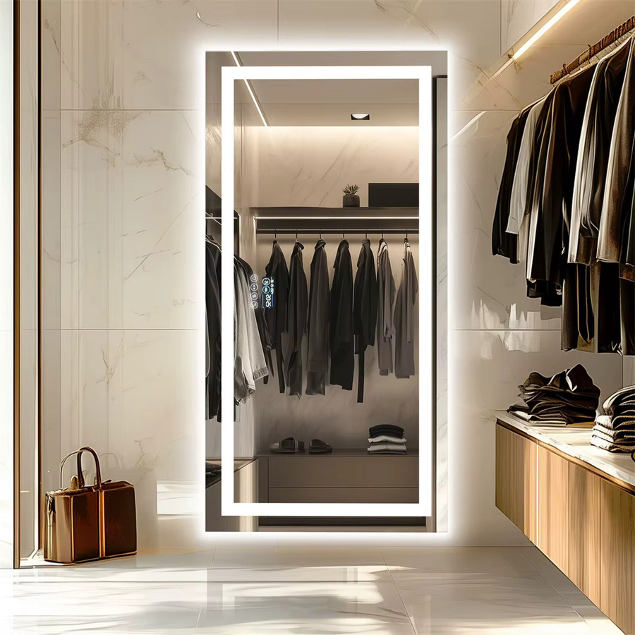 BORWART XXL-Badezimmerspiegel mit LED-Beleuchtung, intelligenter Kosmetikspiegel zur Wandmontage mit Bluetooth, Digitalanzeige und Antibeschlag-Funktion - Bild 2