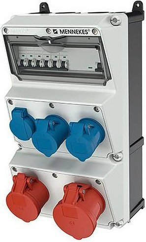 Mennekes CEE Stromverteiler 930020 mit RCD, 3-Phasen, IP44, Kunststoff, Schwarz-Grau-Weiß - Bild 1