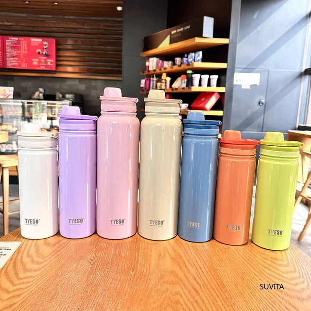 Tyeso Edelstahl-Thermos-Wasserflasche als isolierter Sport-Vakuumbecher in Blau - Bild 1