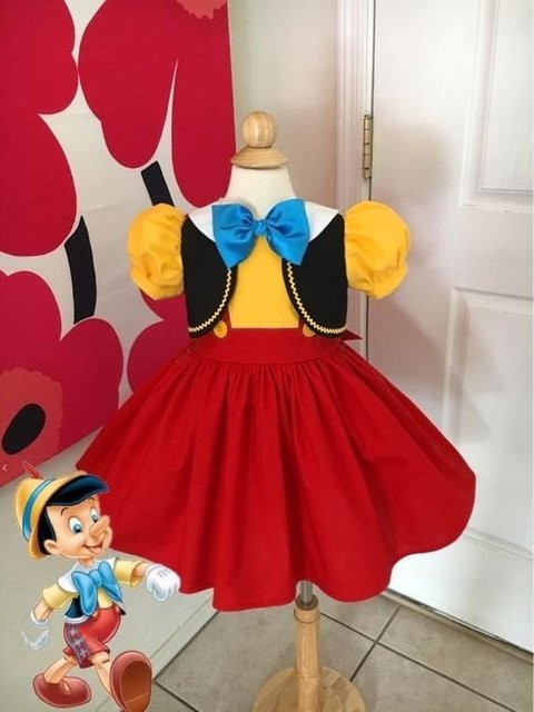 Disney Prinzessin Partykostüm, rotes und gelbes Fliege-Kleid, Textil - Bild 1