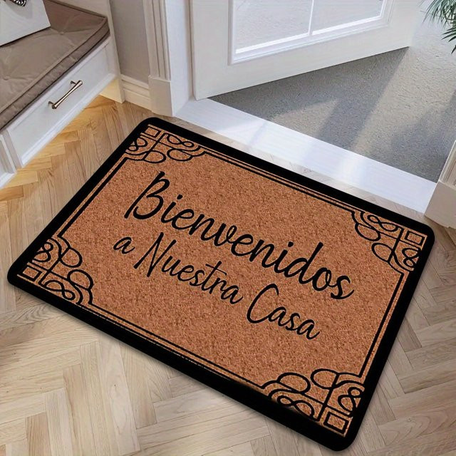 VIKAMA Willkommens-Fußmatte für spanischsprachige Haushalte, braun, B/T: 60 x 40 cm - Bild 1