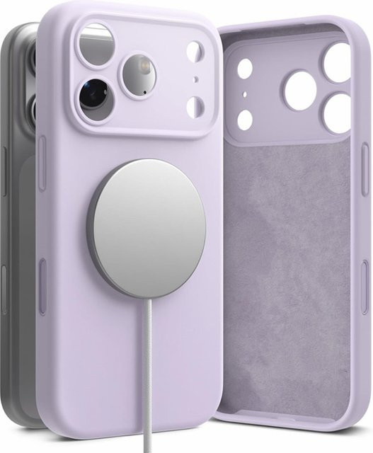 newteneight Flüssigsilikon-Magnethülle für iPhone 12 bis iPhone 17 Pro Max Plus mit MagSafe Kompatibilität in Gold und Purple - Bild 1