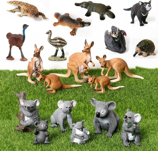 LADOFIGURES Realistische Australische Tierfiguren Set mit Emu, Koala, Schnabeltier, Känguru, Echidna und Tasmanischem Teufel als Modellfiguren für Wildtier-Spielzeug - Bild 1