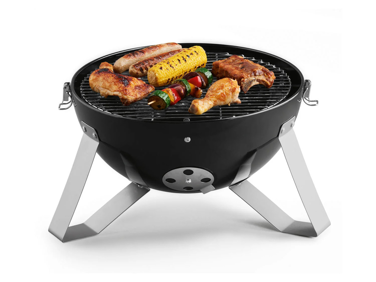 GRILLMEISTER Räucherofen aus Stahl in Schwarz mit Ø 40 cm und Temperaturbereich von 0 - 530°C für Holzkohle - Bild 3