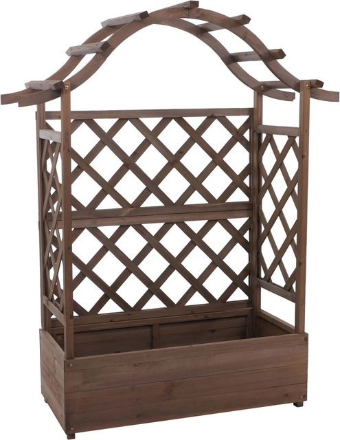 PROREGAL Hochbeet aus Tannenholz mit Rankgitter in Braun, H x B x T: 138 x 110 x 44 cm - Bild 1