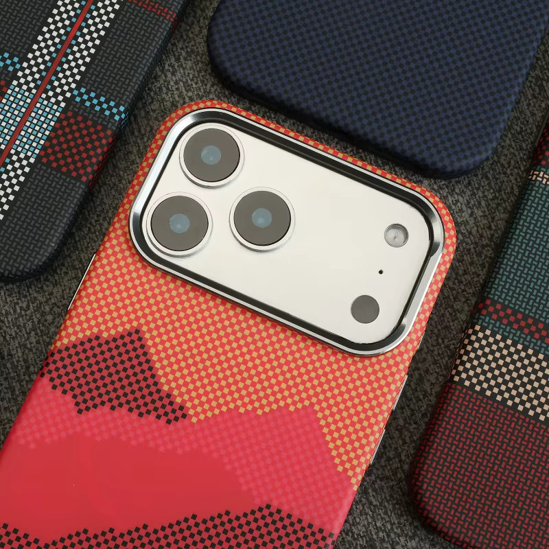 MagSafe Magnetische Ultradünne Handyhülle aus PU-Leder mit Carbonfaser-Textur für Apple iPhone 17 Pro Max, 16 Pro Max, 15, 14, 13 in Rot - Bild 2