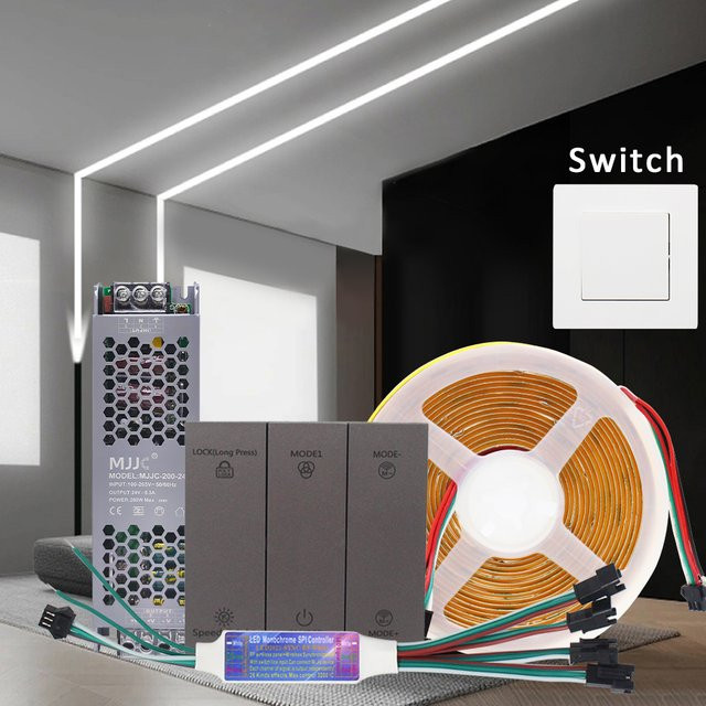 MJJC COB LED Streifenlicht Warmweiß mit Controller, 24V Flexibles Bandlicht mit Fließendes-Wasser-Effekt - Bild 1