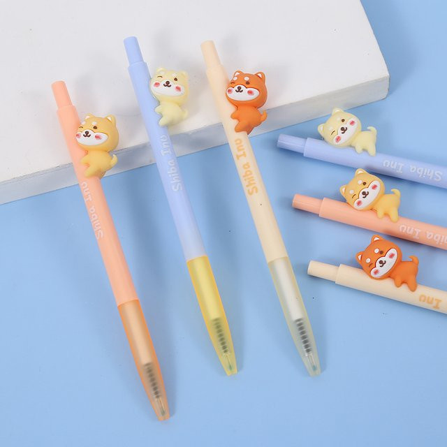 3er-Set Kawaii Shiba Welpen Mechanische Gelstifte in Mehrfarbig für Schule und Büro - Bild 1