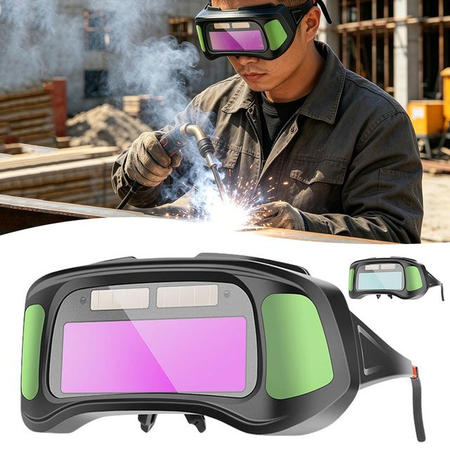 Solarbetriebene automatisch verdunkelnde Schweißbrille in Schwarz mit Etui - Bild 1