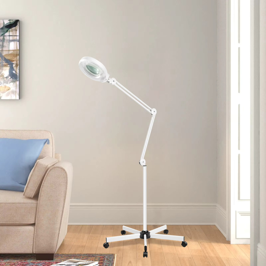 Bymaocar LED Stehlampe mit 8-facher Vergrößerung und 120 LEDs in Weiß für Schönheitssalon, Tattoo und Handwerk - Bild 3