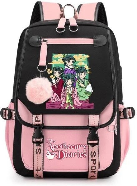 3-teiliges Schulrucksack-Set in Pink aus Oxford-Stoff mit Schultasche, Schultergurt und Federmäppchen - Bild 1