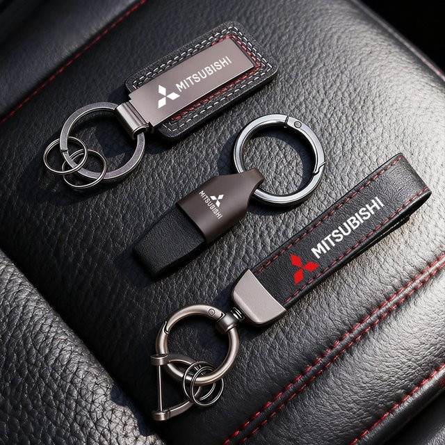 Mitsubishi Schlüsselanhänger, Leder, Metallanhänger - Bild 1