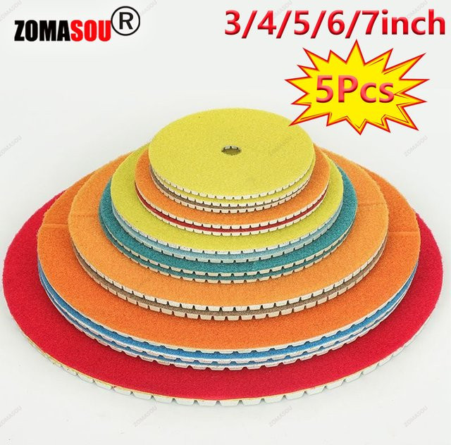 Diamant-Polierpads für Trocken- und Nassschliff, Schleifmittel-Buff-Discs für Granit, Marmor, Quarz, Glas und Fliesen, Mehrfarbig - Bild 1
