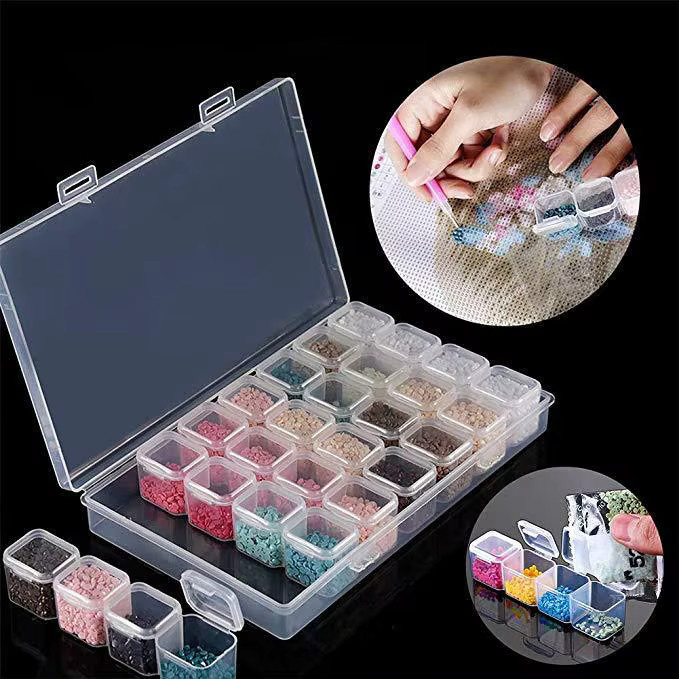 Transparente Gitter-Aufbewahrungsbox aus Kunststoff für Diamant-Stickerei-Zubehör, Mehrfarbig - Bild 3