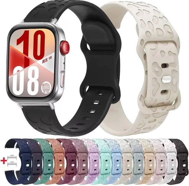 VATMENS Uhrenarmband Silikon, Leopard Print, für Huawei Fit 4 Pro, Fit 3 - Bild 1