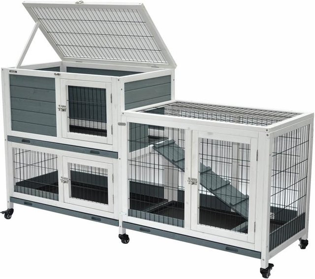 Nanook Indoor Kleintierstall Leo aus Holz in Grau mit abnehmbarem Dach, Breite: 146 cm, Tiefe: 89 cm - Bild 1
