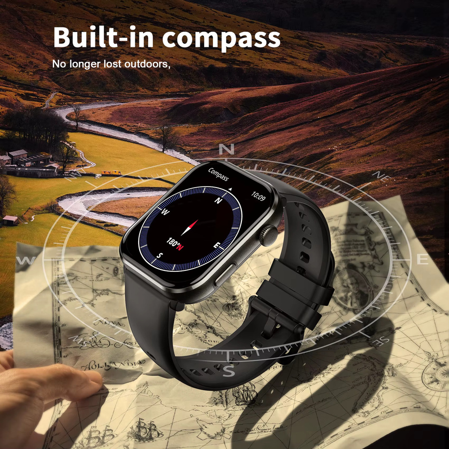 Blackview R60 Smartwatch mit 1,96 Zoll AMOLED HD-Bildschirm, Bluetooth-Anruffunktion, Herzfrequenz- und Blutsauerstoff-Monitor, Fitness-Tracker für Männer und Frauen in Schwarz - Bild 2