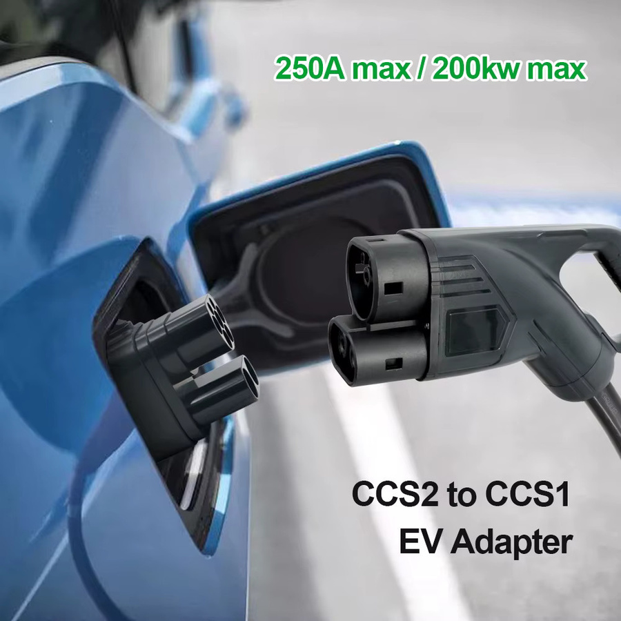 KOLANKY CCS2 zu CCS1 Adapter für EV-Ladegeräte, 250A Konverter für AC+DC Schnellladen, Farbe: Schwarz - Bild 5