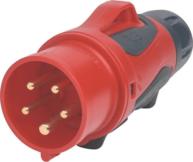 PCE CEE Stecker 5-polig IP44/IP54 16 A 400V in Rot/Schwarz aus Messing - Bild 1