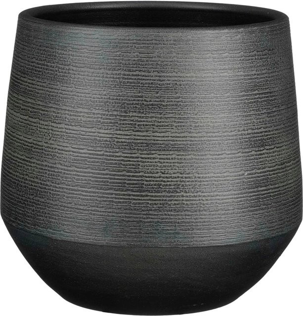 Mica Decorations Übertopf Evora aus Terrakotta-Ton in Schwarz, Durchmesser: 30 cm, Höhe: 28 cm - Bild 1