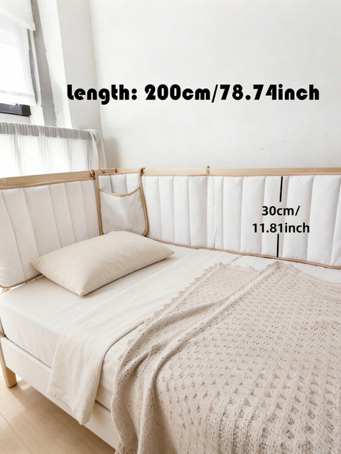 Insular Baby-Bettumrandung mit Cartoon-Print, beidseitig verwendbar, Anti-Kollisions-Kissen für Kinderbetten, Farben: Braun und Weiß, Länge: 180 cm - Bild 1