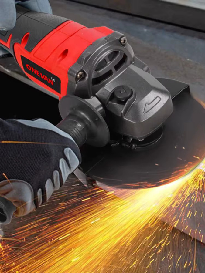 ONEVAN Bürstenloser elektrischer Winkelschleifer mit variabler Geschwindigkeit, 125 mm Schneidemaschine in Rot, kompatibel mit Makita LXT 18V Akku - Bild 6