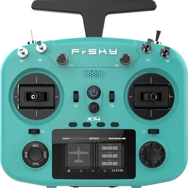 FrSky TWIN X14 Dual 2,4G 24CH RC-Funksystem Hochgeschwindigkeits-Sender in Weiß und Türkis mit niedriger Latenz, TW-Modus und ACCST D16/ACCESS - Bild 1