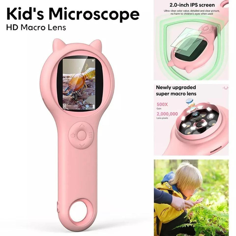 Oudun Digitales Mikroskop Tragbares Handheld Wissenschaft Rosa - Bild 4