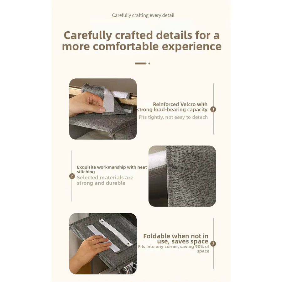 VIBRATITE Faltbarer Organizer aus Vliesstoff für Handtaschen und Kleidung in Grau - Bild 3