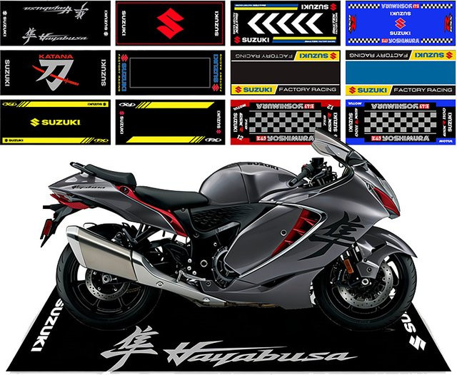 Suzuki Motorrad-Parkmatte Rutschfester Garagen-Teppich Schwarz B: 200 cm, T: 60 cm - Bild 1