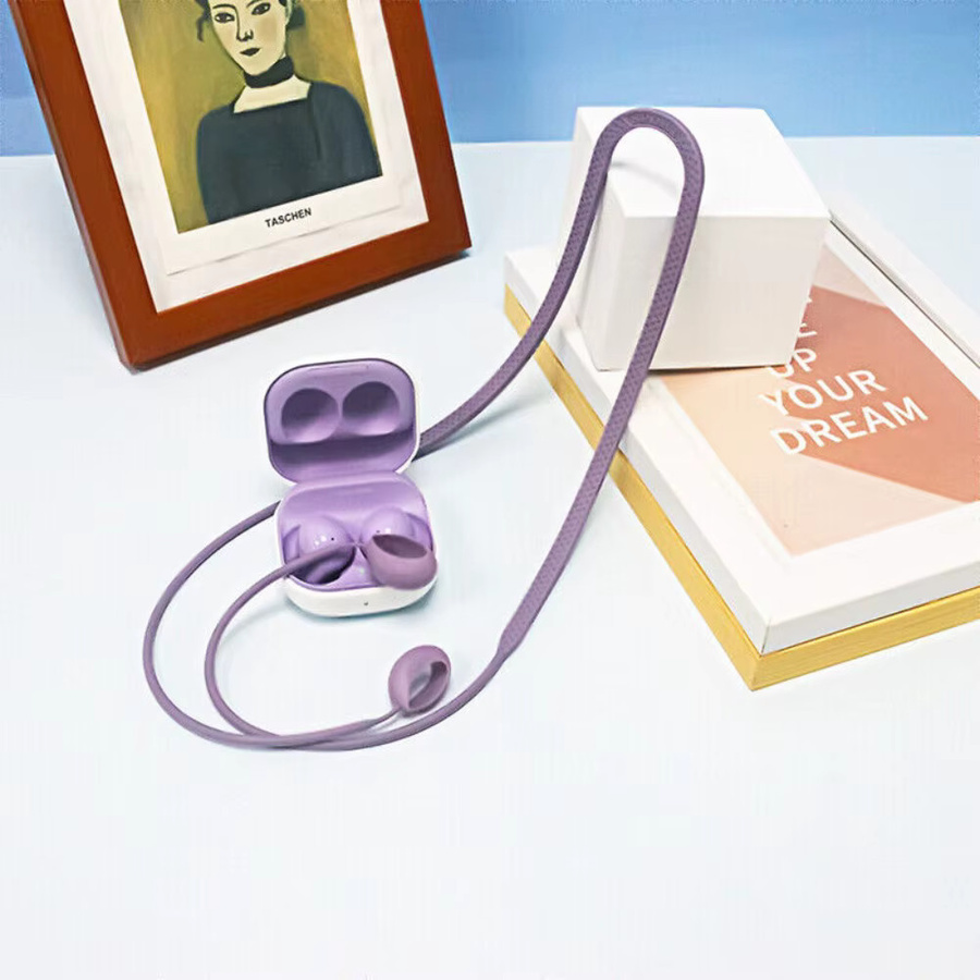 Anti-Verlust-Ohrhörer-Gurt aus Silikon für Samsung Galaxy Buds2 in Grün und Lila - Bild 1