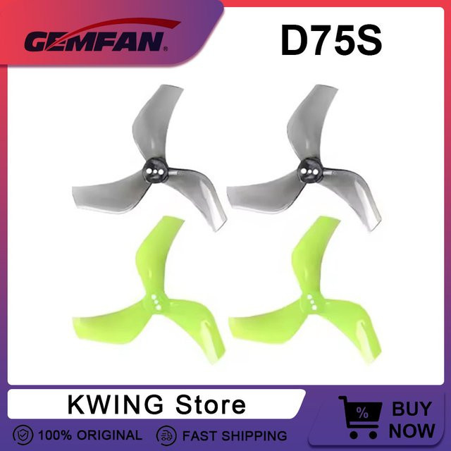 Gemfan D75S 75 mm 3-Blatt Propeller CW CCW T-Mount 1,5 mm Loch für FPV Freestyle und 3 Zoll Cinewhoop Kanaldrohnen in Gelb - Bild 1