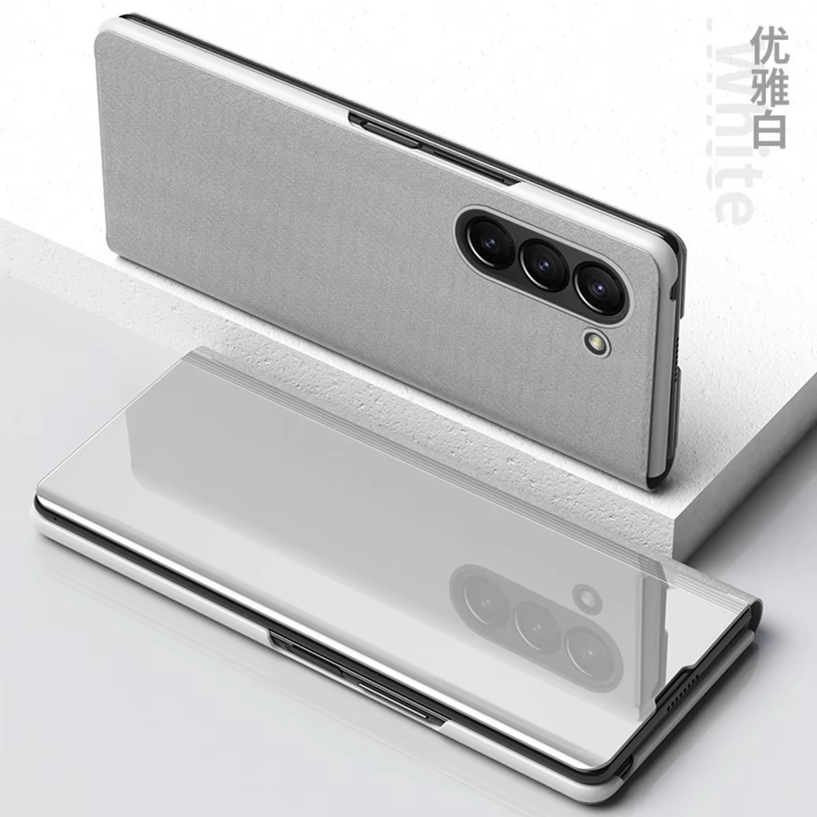 Smart Mirror Flip Magnetische Leder-Schutzhülle für Samsung Galaxy Z Fold (Modelle 3 bis 8 Ultra) mit Bildschirmständer in Purple - Bild 2