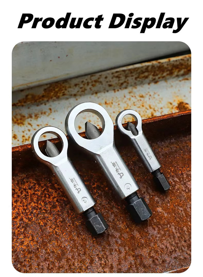 Mutternschrauben-Splitter-Set aus Stahl in Gelb und Silber zum Entfernen von Rostmuttern und als Stahlextraktor - Bild 4