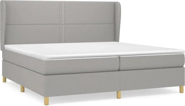 vidaXL Boxspringbett Hybrid mit Matratze und Taschenfederkern in Grau, B/T/H: 203 x 203 x 118 cm - Bild 1