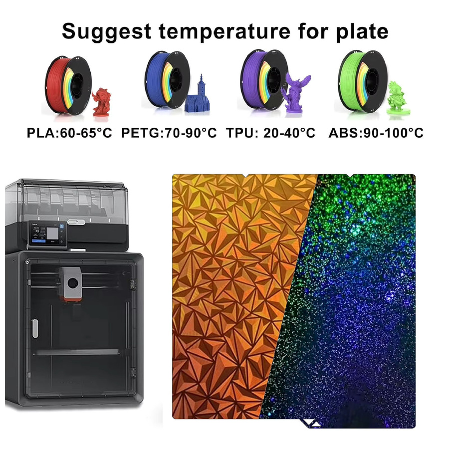 Doppelseitige Bauplatte als flexibles Druckbett mit klarer Textur für Kobra S1 3D-Drucker, B/T: 264 x 276 mm, transparent/multicolour - Bild 5