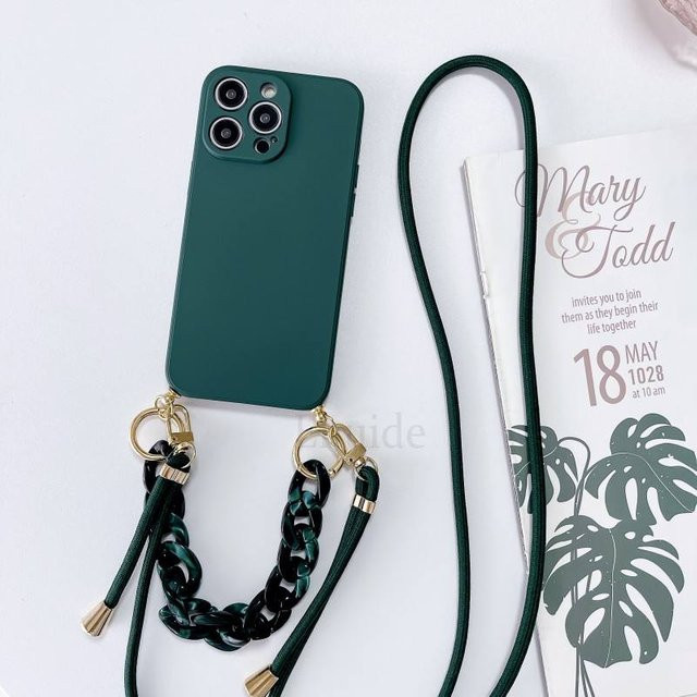 Motorola Crossbody Lanyard Hülle aus Flüssigsilikon mit Kette im Marmor Achat Design für Moto G85 G84 G54 G34 G24 G14 Edge 50 Fusion - Bild 1