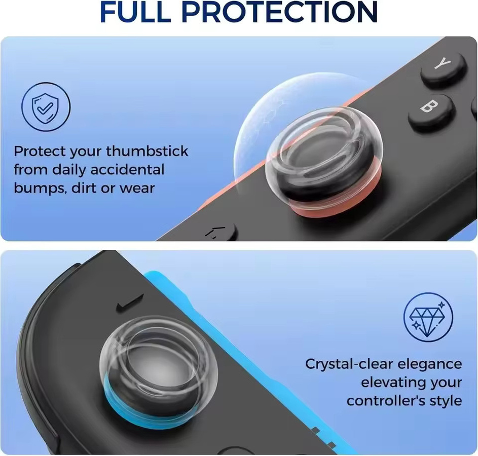 Nintendo Switch 2 Silikon-Joystick-Kappen für Joypads, transparente und rutschfeste Daumengriffkappen für Thumbsticks - Bild 3