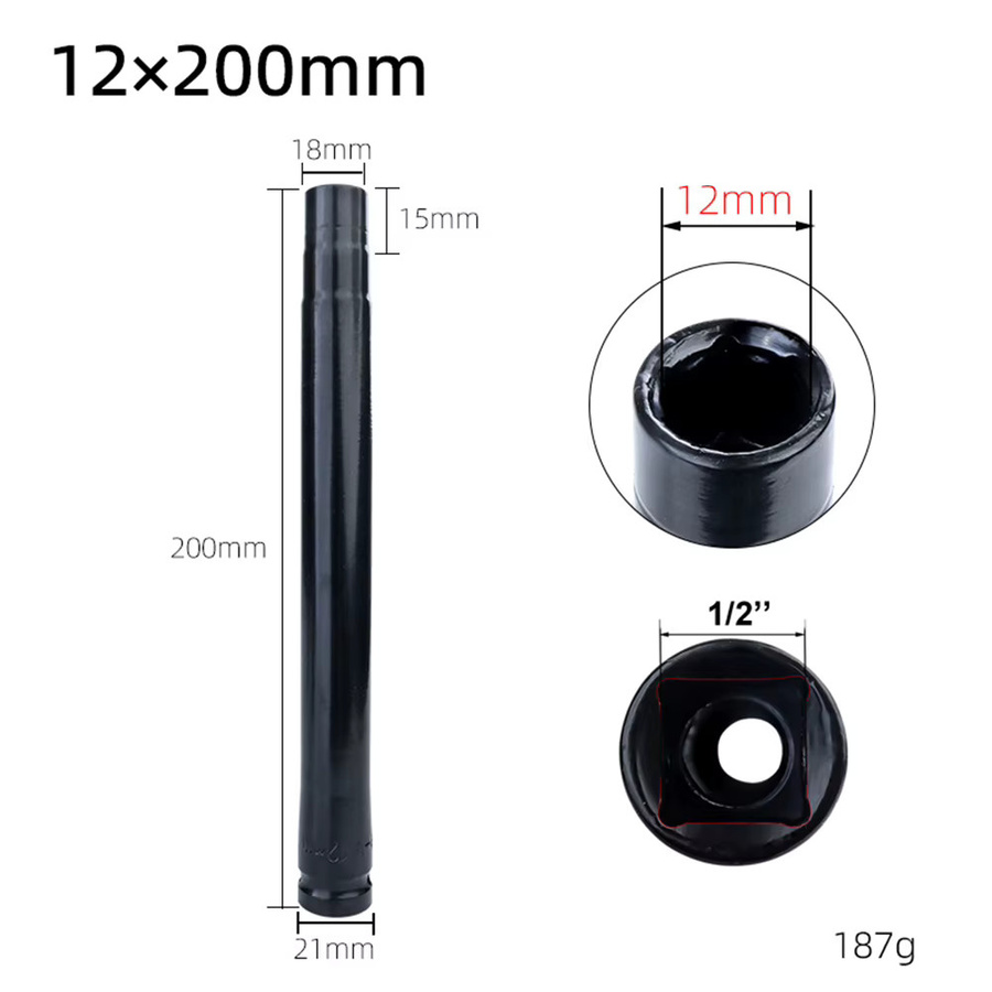 Vibratite Decken-Nivellierhülse als Verlängerung für Hohlschraubenmuttern mit 1/2 Zoll Sechskantanschluss, Farbe: Schwarz, Durchmesser: 10-14 mm - Bild 3