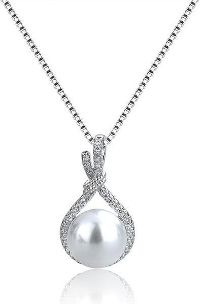 Wucifang Jewelry Halskette, Perle, Zirkon, Tropfen, Damen, 45cm, weiß - Bild 1