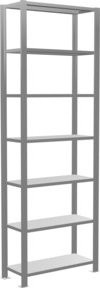 Schulte Büro-Steckregal MULTIplus85 verzinkt mit 7 Fachböden und Kreuzstrebe, Farbe: silber/grau, H x B x T: 230 x 23 x 75 cm